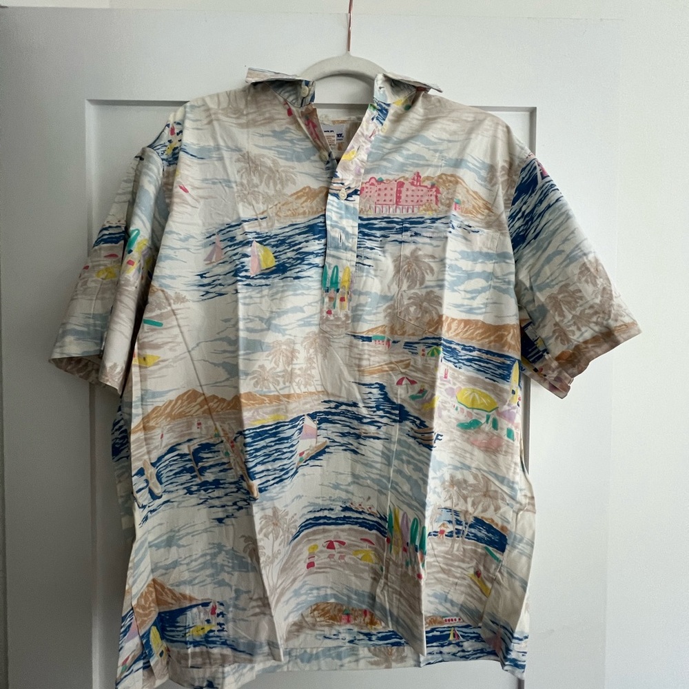 Reyn Spooner Blue and Brown Casual Button Down Shirt